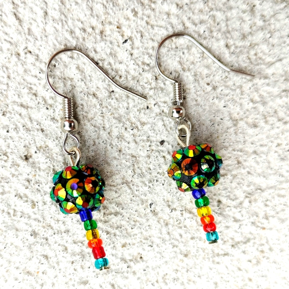 Unique Lollipop Mushroom Beaded Earrings